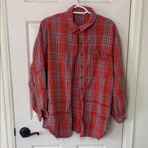 Easel Red and Blue Plaid Shirt
